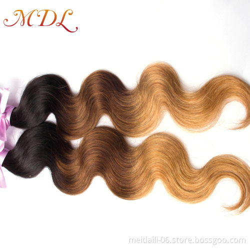 Virgin Peruvian Hair 7A grade Three Tone Ombre color Body Wave human hair bundles